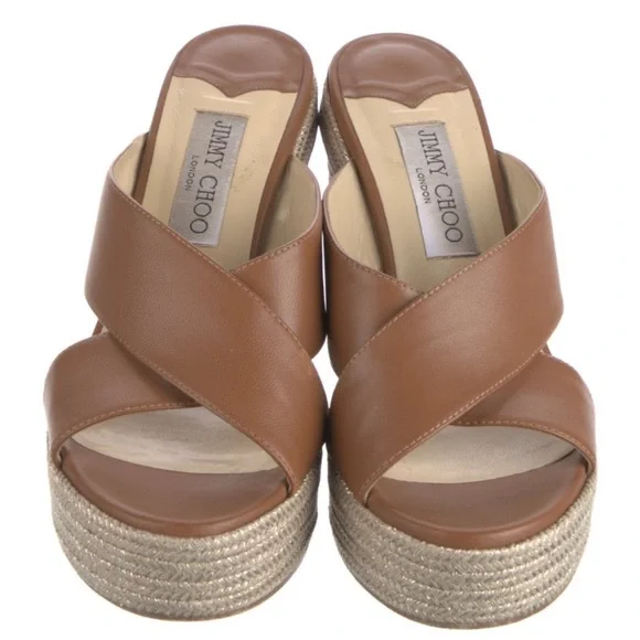 Authentic Jimmy Choo Brown Espadrille Sandals - Picture 3 of 5